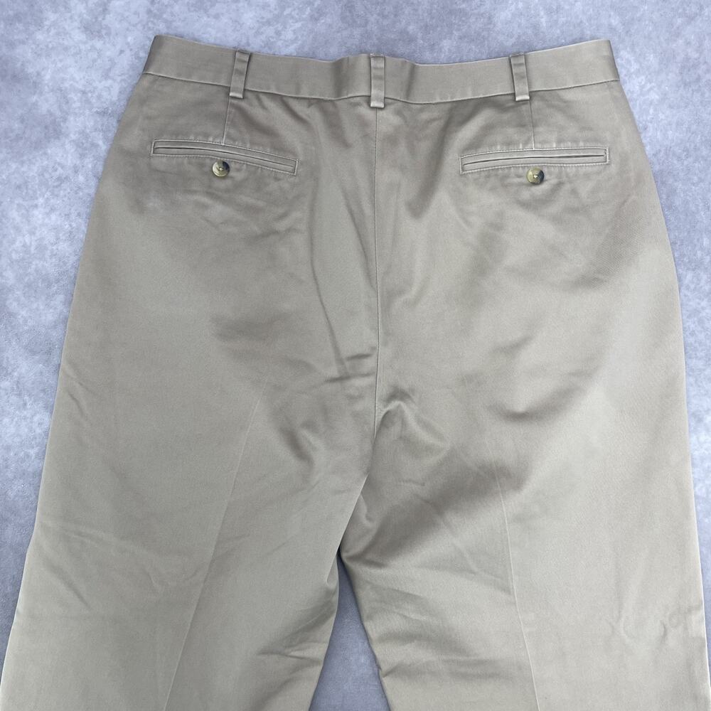 Jos A Bank Travelers Collection Mens Fits 36W x 29L Olive Khaki Chinos Pleated - Picture 5 of 7